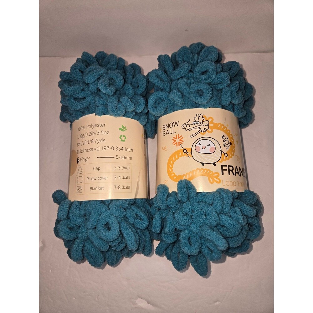 Franel Loop Yarn Two Skeins Snowball 100% Polyester